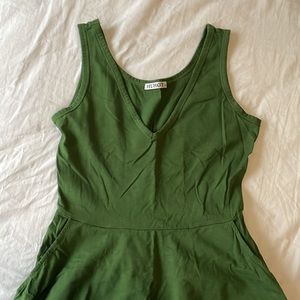 FINAL SALE V-Neck Cotton Fit and Flare Dress with Pockets